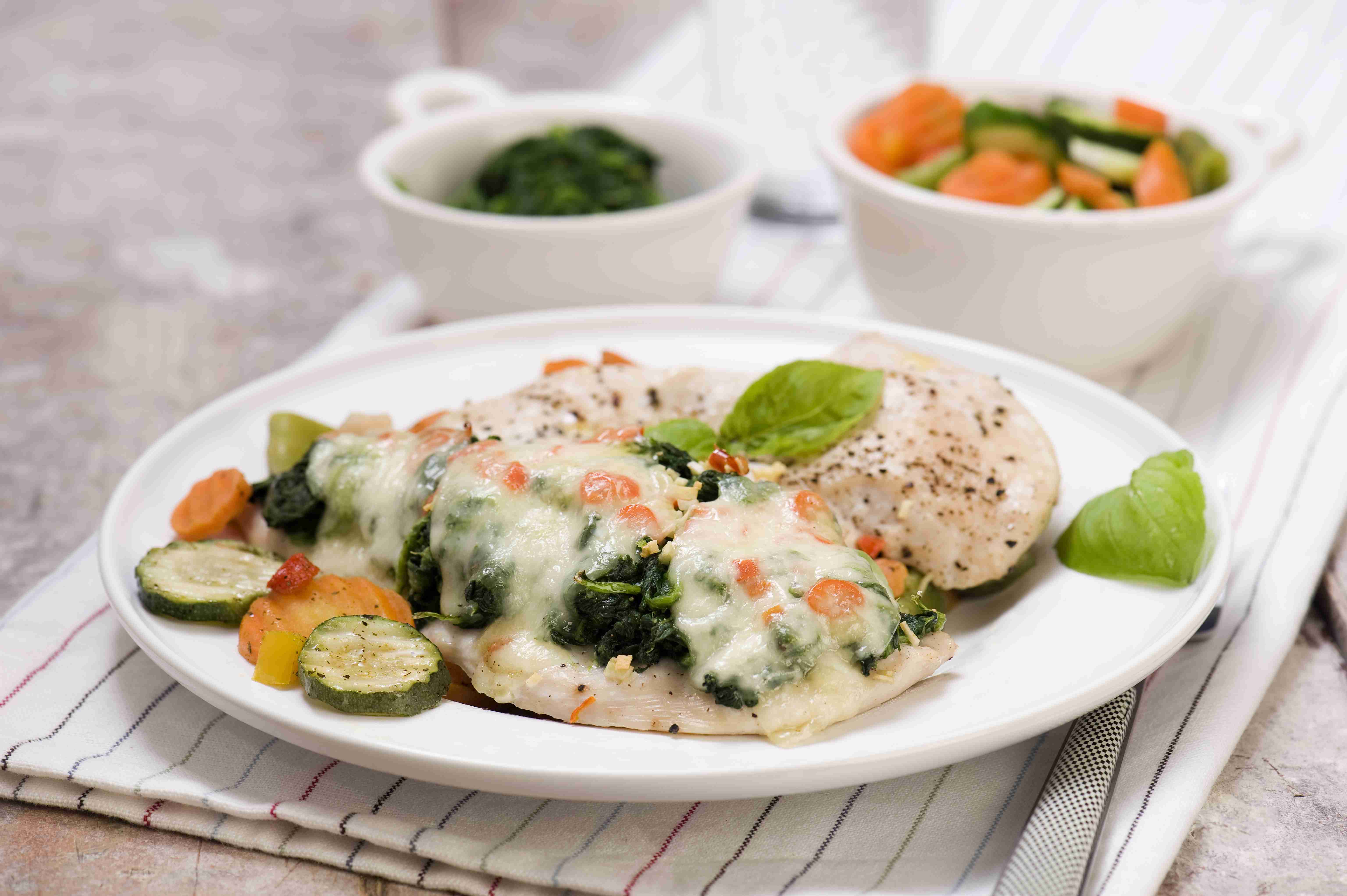Chicken pockets with spinach
