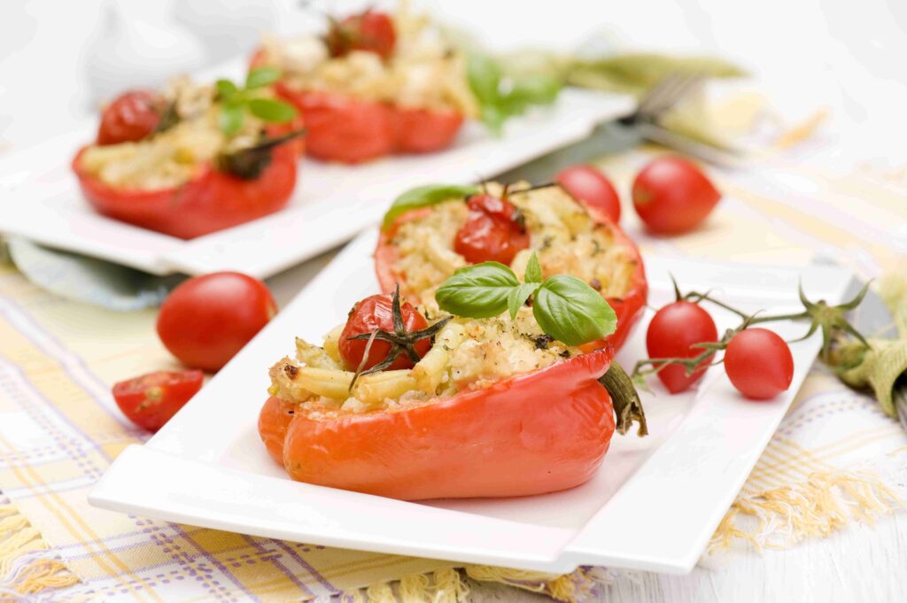 Peppers stuffed with couscous and beans