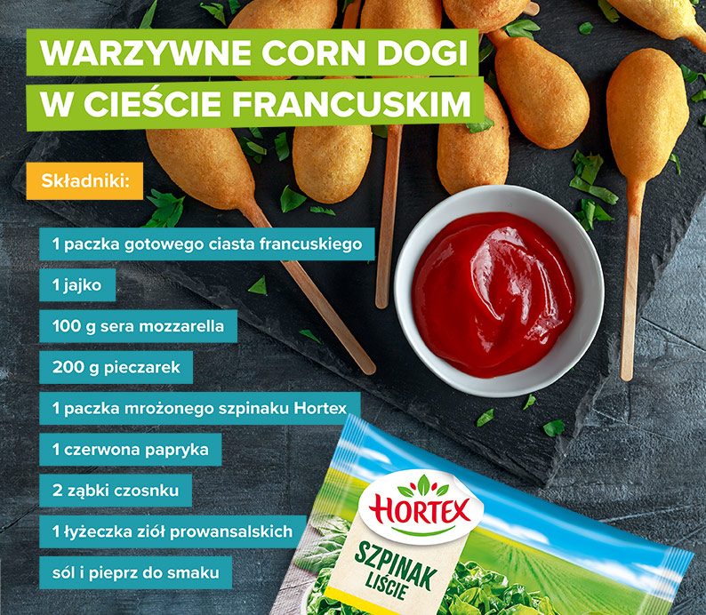 Warzywne corn dogi w cieście francuskim - infografika