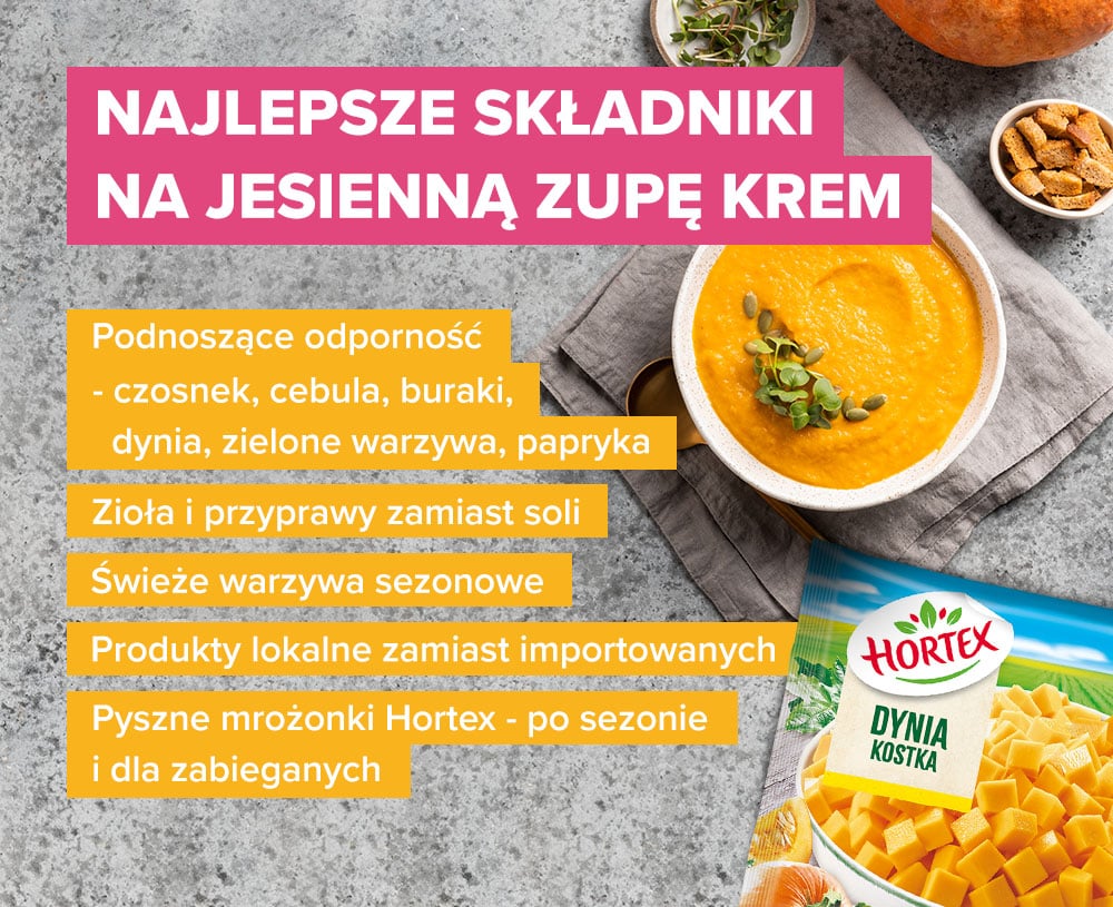 Najlepsze składniki na jesienną zupę krem - infografika.
